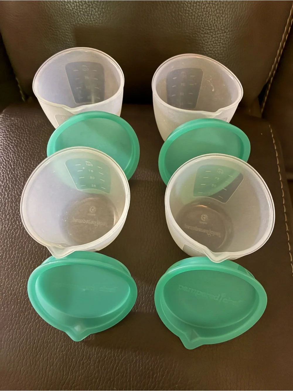 Set of 4 Reusable Pampered Chef Mini Silicone Freezer Bowls w/Lids